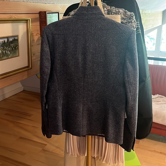 Veronica Beard Celina Upcollar Dickey Herringbone Wool Blend Blazer Blue Sz10 - Picture 7 of 10